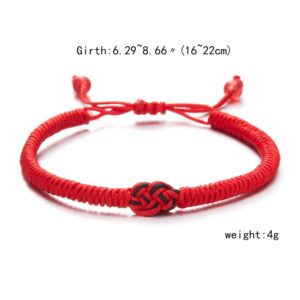 RINHOO Red String Bracelets Protection Adjustable Good Luck Vajra Knot Bracelet for Couples Friends Family Women Men (Vajra Knot-Red+Red, Adjustable)