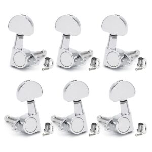 SAPHUE 3L3R Guitar tuner pegs,Straight Sealed-gear Guitar Sealed Fan-shaped Tuning Pegs Tuner Machine Heads for Acoustic Electric Guitar Guitar Parts (Chrome)