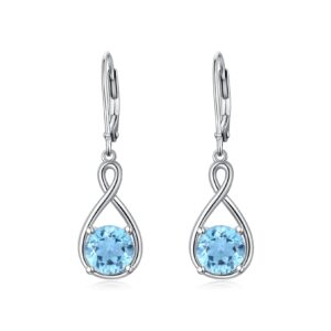 Created Aquamarine Dangle Drop Earrings 925 Sterling Silver March Birthstone Earrings Birthday Earrings Jewelry Gifts for Women