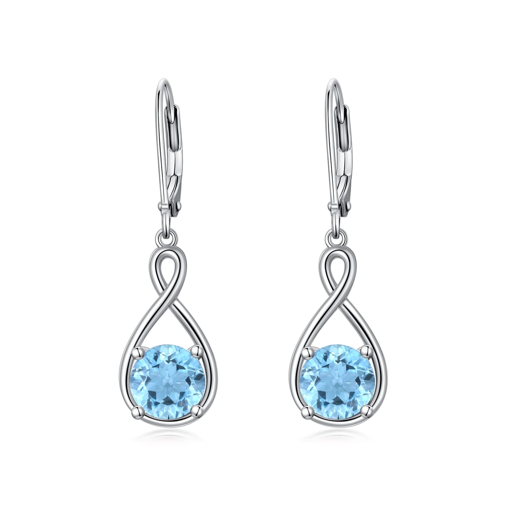 Created Aquamarine Dangle Drop Earrings 925 Sterling Silver March Birthstone Earrings Birthday Earrings Jewelry Gifts for Women