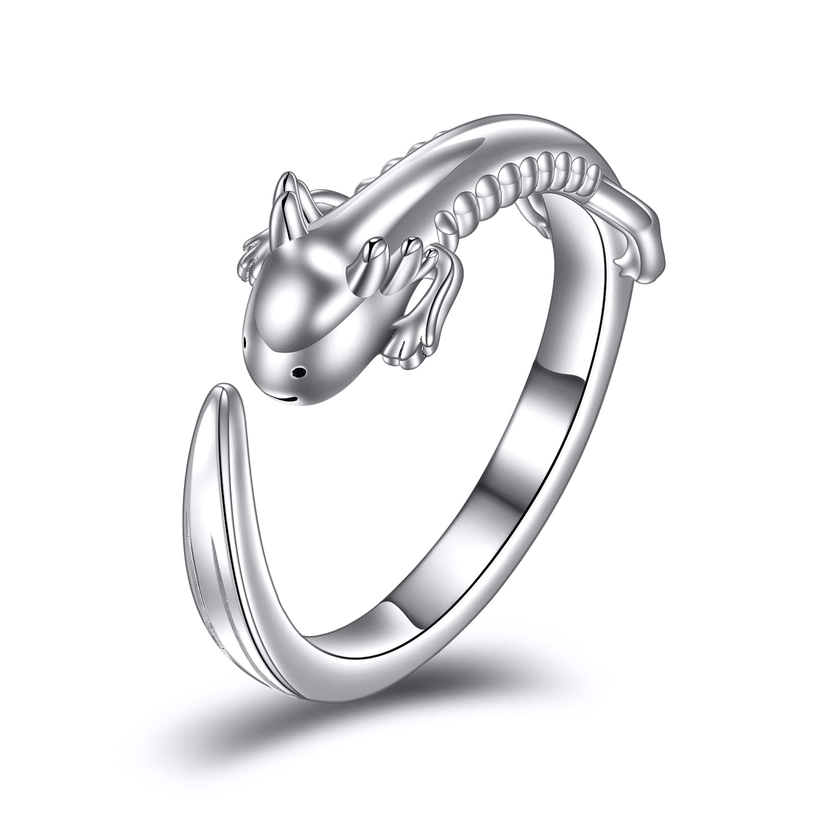 YAFEINI Axolotl Rings 925 Sterling Silver Axolotl Statement Rings Animal Jewelry Gifts for Women