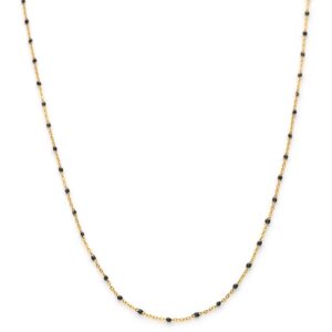 C.Paravano Gold Chain Black Beaded Necklace | Necklaces for Women Gold 18k | Simple gold necklace | 18K Gold Plated Chain Necklace | 18K Gold Plated Chain Necklace