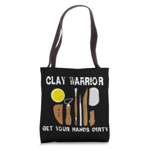 clay warrior pottery gifts for potters lover ceramics artist tote bag