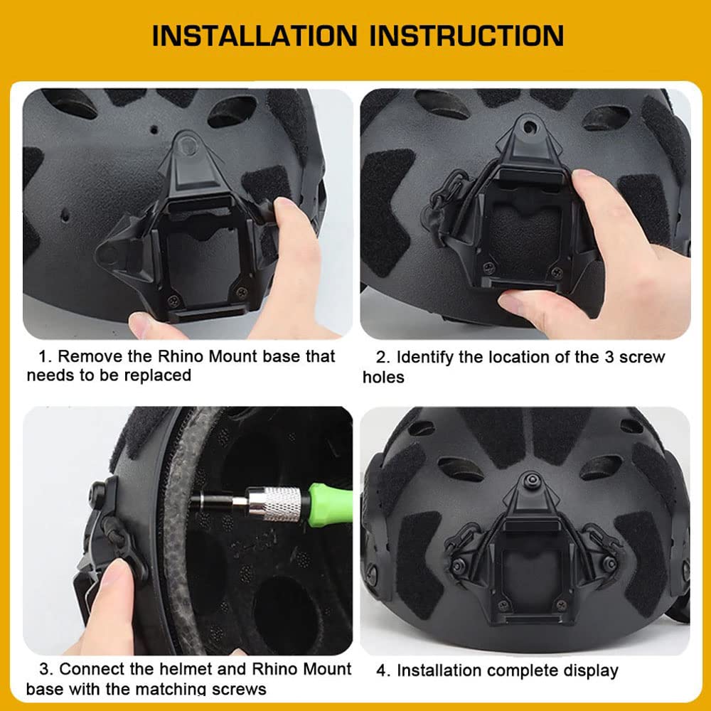 Tactical Helmet Vas Shroud NVG Mount Three-Hole Rhino Mount Adapter for Fast MICH AF Wendy Helmet Hunting Accessories (Color : HL-ACC-55-BK)