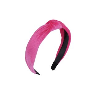 velvet knotted headbands for women (neon pink)