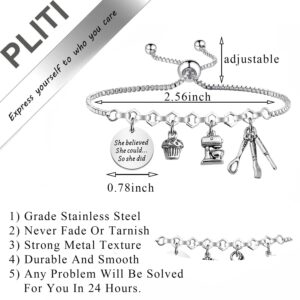 PLITI Baker Bracelet Culinary Student Gift Culinary School Graduation Gift She Believed She Could So She Did Bangle (she believed Baker bg)