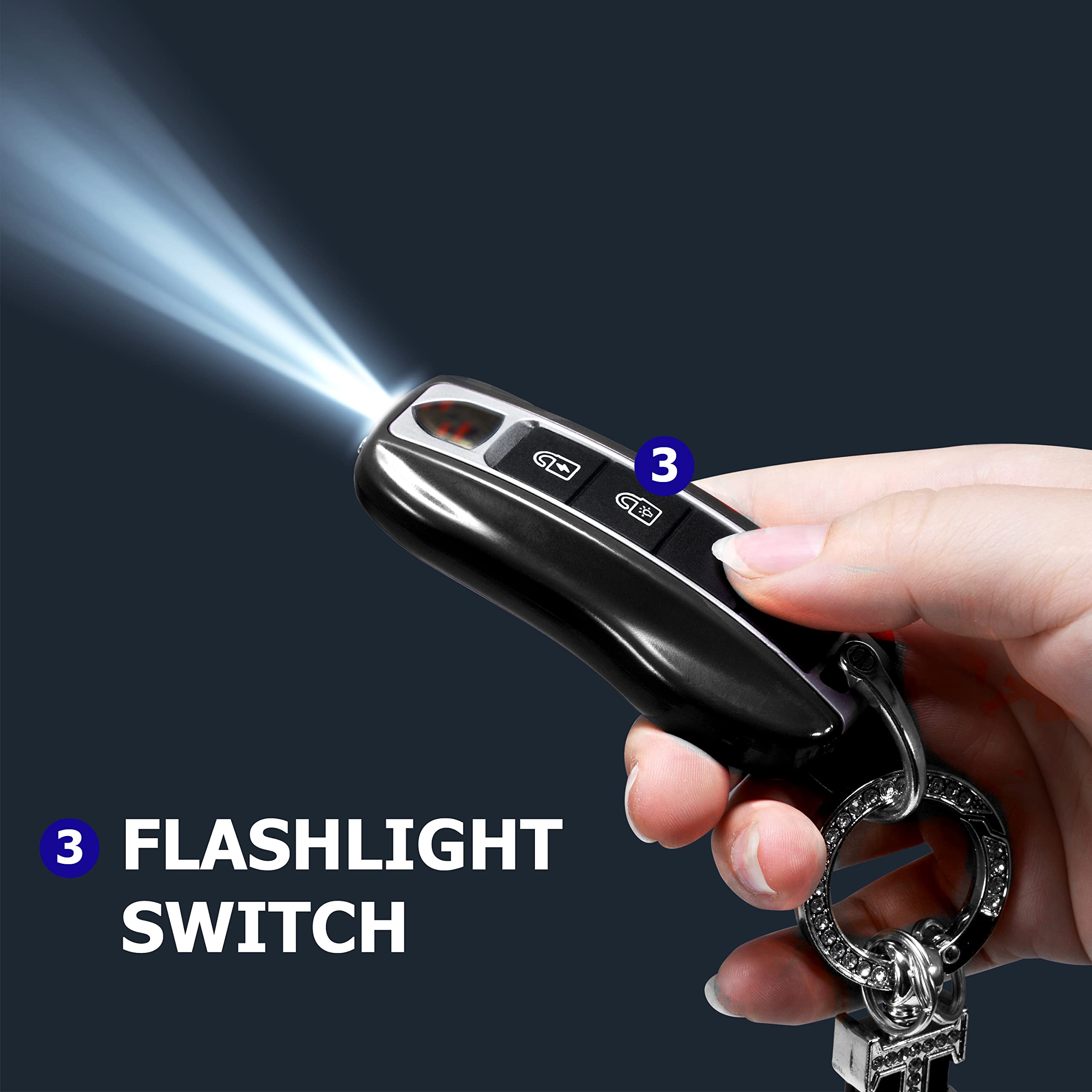 Mini Stun Gun with LED Flashlight and Wrist Strap – Unique Key fob Design (Black)