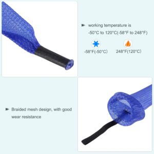 MECCANIXITY Fishing Rod Sleeve Rod Sock Cover 67inch Blue Braided Mesh Rod Protector for Fishing Rod 3 Pack