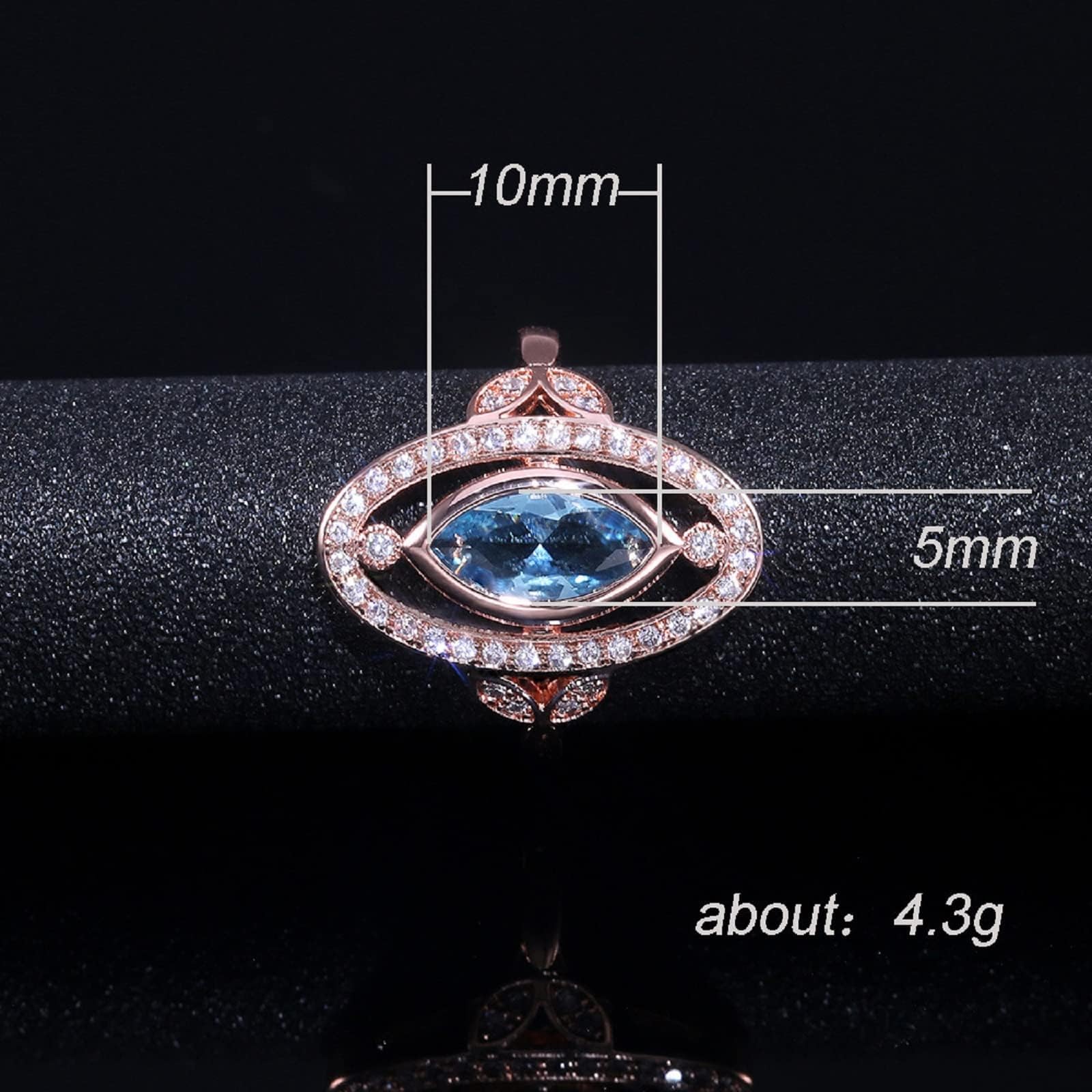 Yarrzhen Evil Eye Lucky Ring Rose Gold & White Gold Plated Marquise Cut Simulated Blue Aquamarine CZ Women's Engagement Wedding Ring (8)