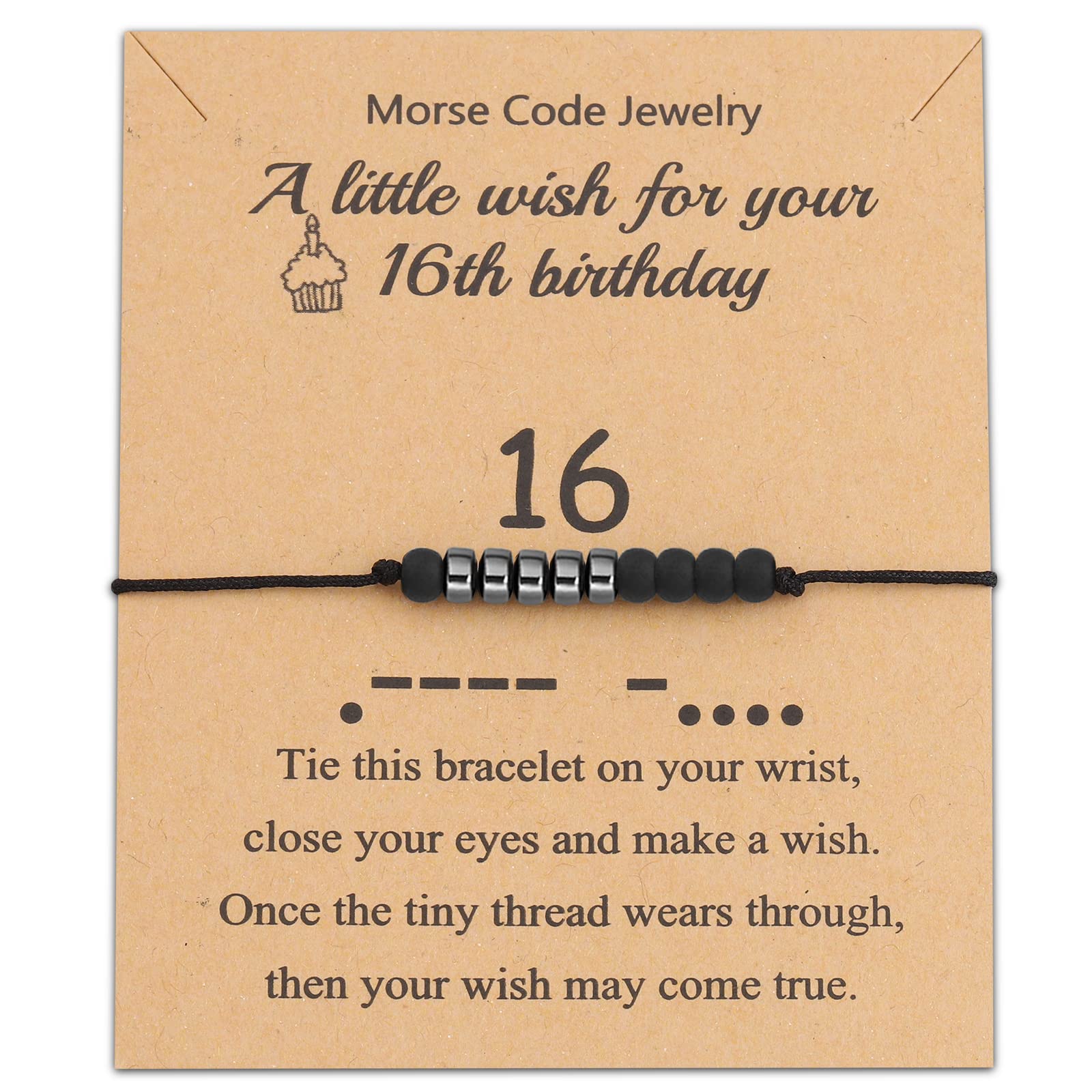 BLEOUK 16 Birthday Wish Bracelet 16th Birthday Present Happy Birthday Bracelet 16th Birthday Gift (16th birthday wish)