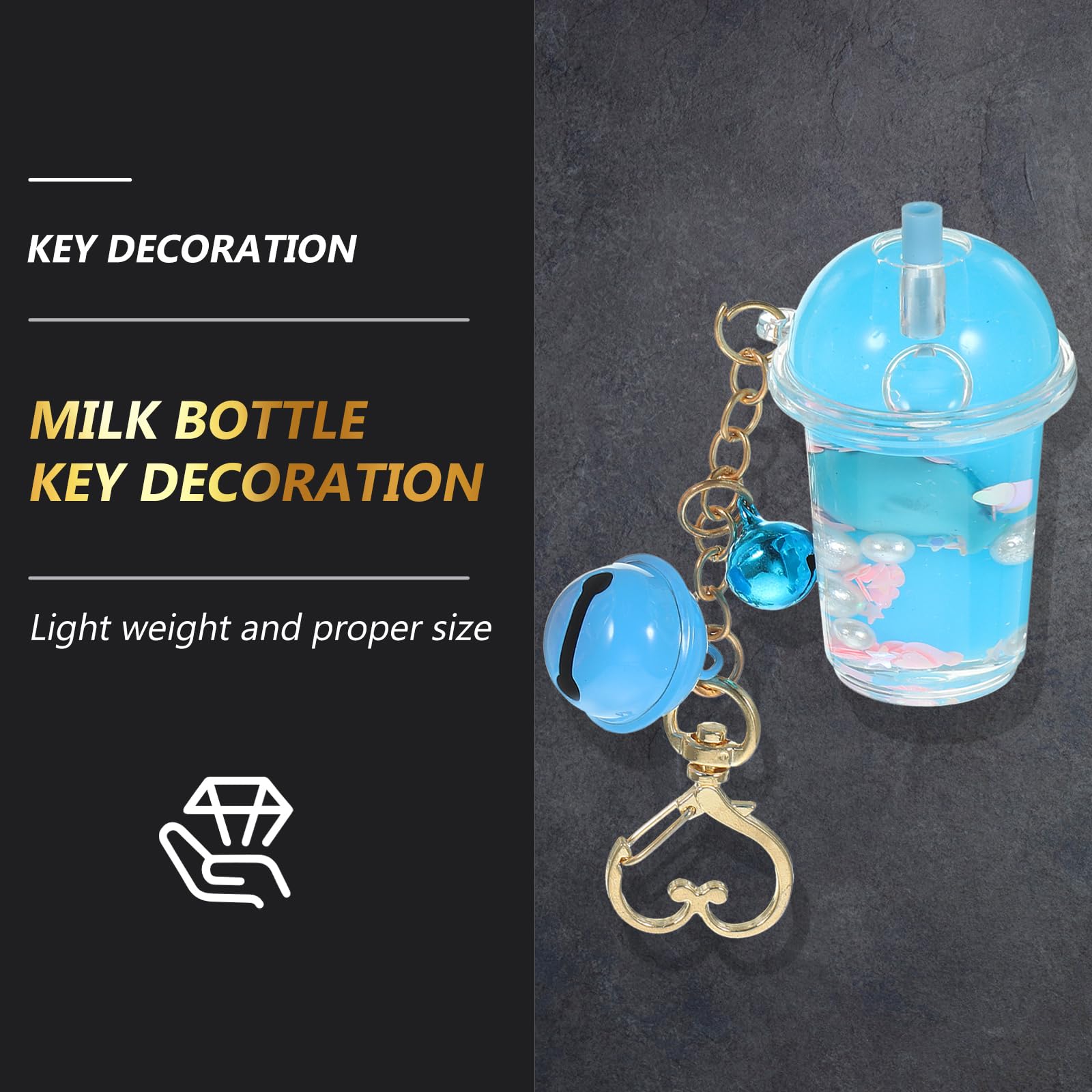 PRETYZOOM 2pcs Milk Tea Cup Pendant Bell Key Chain Acrylic Key Chain Elegant Key Chain Bag Pendant Key Ring Holder Milk Bottle Key Decoration Keychain Holder Key Accessory Bell Key Ring