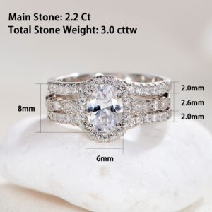 Newshe 2.78Ct Wedding Band Bridal Ring Enhancer Engagement Ring Set for Women 925 Sterling Silver Radiant White Gold 5A Cz Size 5-10 (Oval-White, 7)