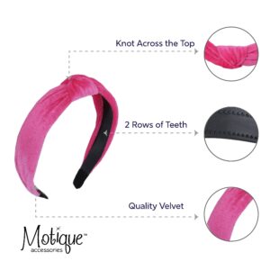 Velvet Knotted Headbands for Women (Neon Pink)