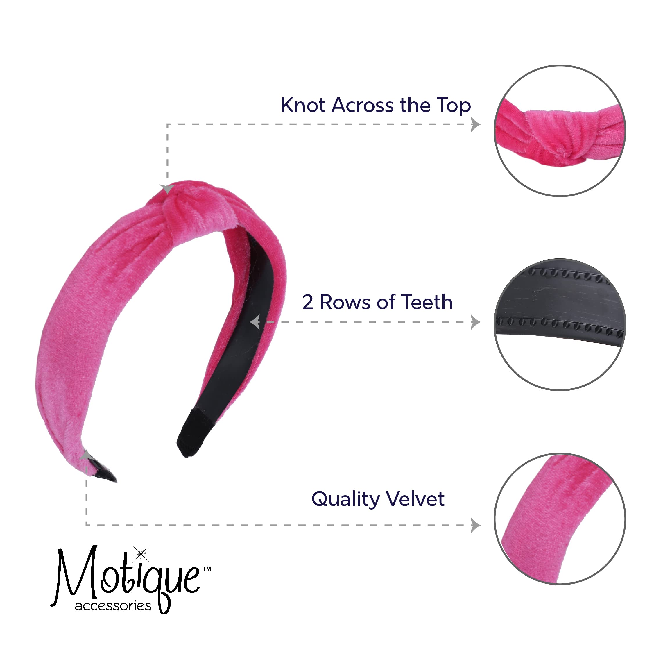 Velvet Knotted Headbands for Women (Neon Pink)