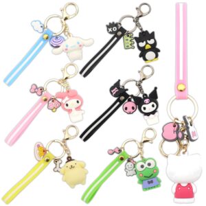 ohjijinn 7pcs cute keychain kawaii accessories, anime keychains, kawaii keychain cartoon keyring gift for girls women (donut set)