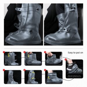 iCreek Waterproof Shoe Cover Galoshes Overshoes Men and Women Motorcycle Boot Rain Covers Easy Cleaning Heavy Duty Over Rubber Work Rubber Overshoe, Grey，XL