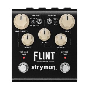 strymon flint v2 tremolo and reverb guitar effects pedal for electric and acoustic guitar, synths, vocals and keyboards