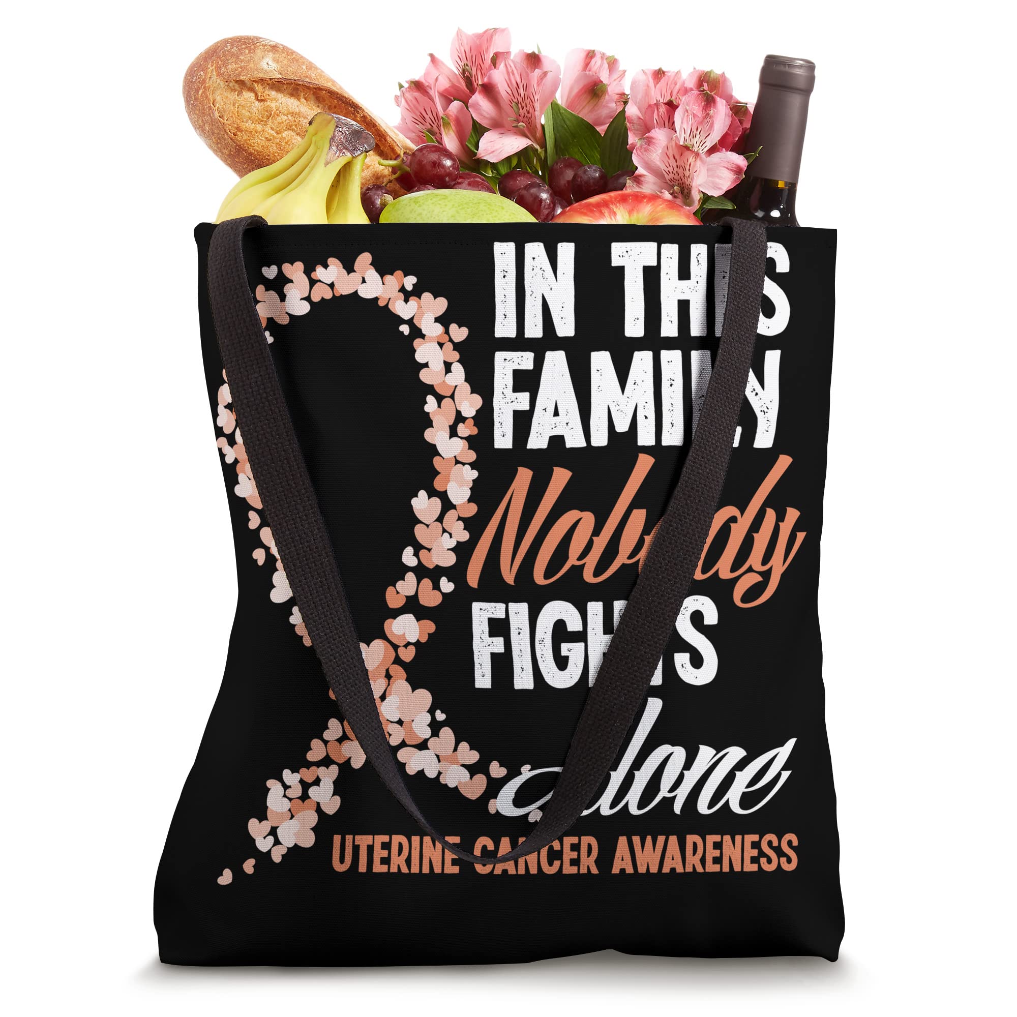 In This Family Nobody Fights Alone Uterine Cancer Awareness Tote Bag