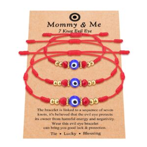 UNGENT THEM Evil Eye Bracelets Mal De Ojo Red String Kabbalah Protection Mommy and Me Back to School Bracelet for Women Boy Girls Son Daughter Family