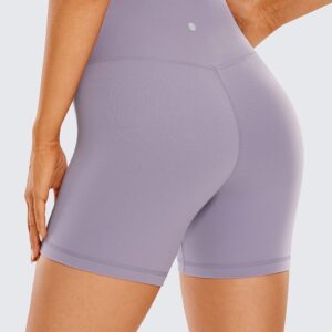 CRZ YOGA Womens Butterluxe Crossover Biker Shorts 5 Inches - Criss Cross High Waisted Workout Yoga Shorts Buttery Soft Lavender Mist X-Small