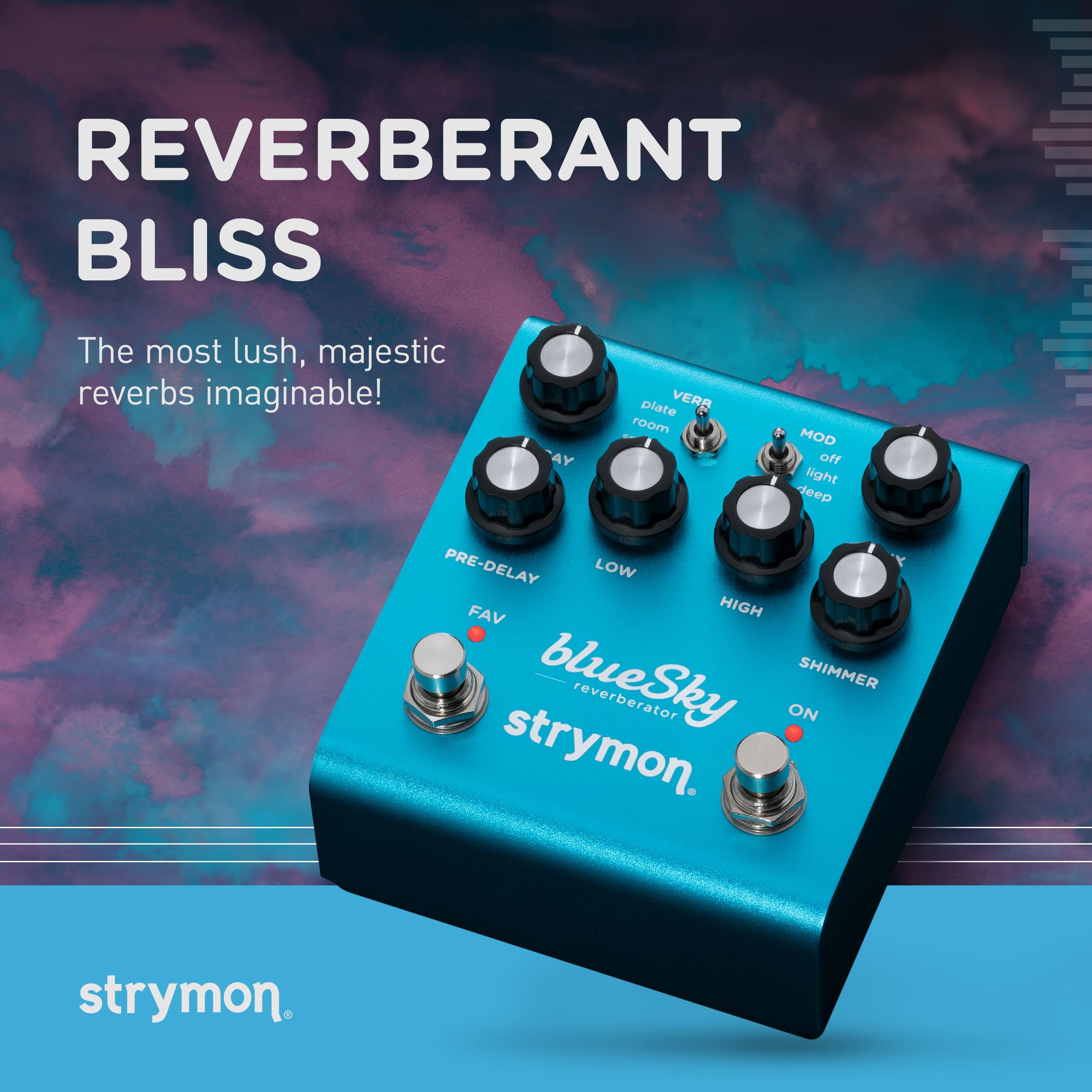 Strymon blueSky V2 Guitar Effects Pedal with Studio Quality Plate, Room and Spring Reverbs, for Electric and Acoustic Guitar, Synths, Vocals and Keyboards