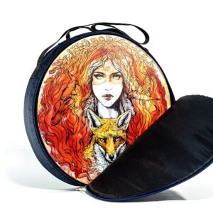 Shaman Vegan "Red Fox Spirit" Drum 20'' | Sound Healing Tool | Tunable Membrane | Vixen Totem Frame Drum | Music Therapy Instrument | With a Soft Protecting Bag