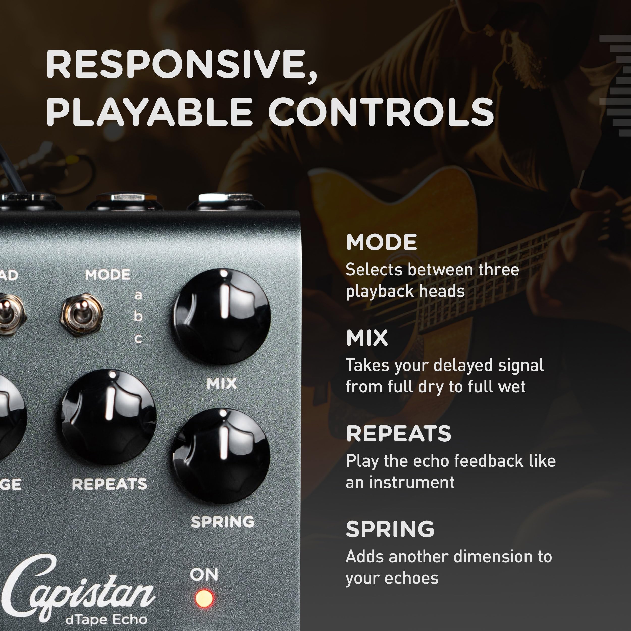 Strymon El Capistan V2 dTape Echo Guitar Pedal for Electric and Acoustic Guitar, Synths, Vocals and Keyboards