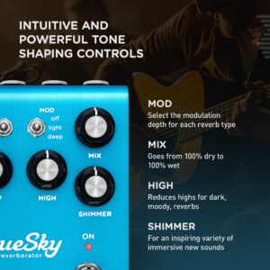 Strymon blueSky V2 Guitar Effects Pedal with Studio Quality Plate, Room and Spring Reverbs, for Electric and Acoustic Guitar, Synths, Vocals and Keyboards