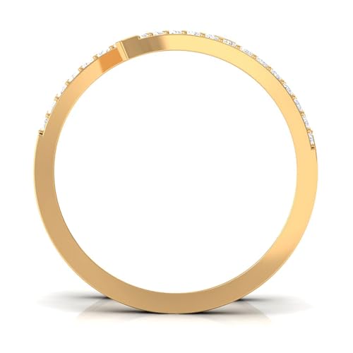 Rosec Jewels Certified Diamond Wrap Ring for Women, Hi Color Si Clarity, Natural Diamond Cocktail Ring - Ready To Gift, 14K Yellow Gold, Size:US 8.50