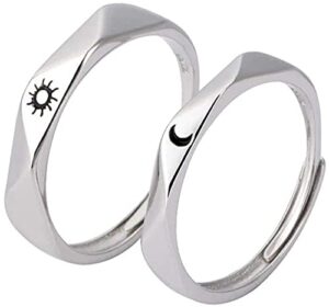 simple women men 1 pair finger rings set couple jewelry sun moon ring useful and attractive