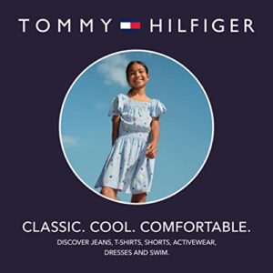 Tommy Hilfiger Girls' Short Sleeve T-Shirt with Flag Logo, Cotton Blend Tee with Tagless Interior, Navy Blazer, 5