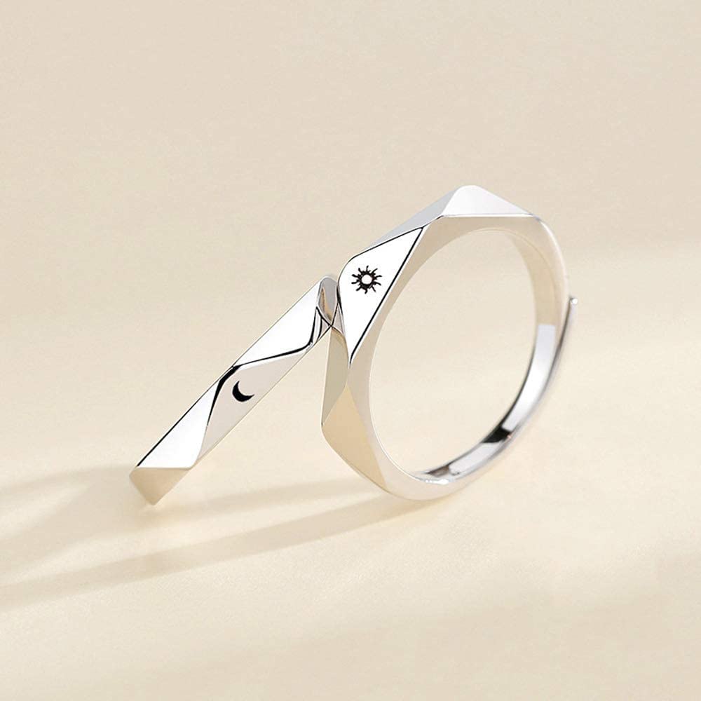 Simple Women Men 1 Pair Finger Rings Set Couple Jewelry Sun Moon Ring Useful and Attractive