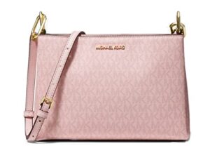 michael kors trisha leather medium triple compartment crossbody (dark powder blush)