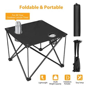 Moclever Foldable Camping Table, Small Ultralight Portable Table with Carry Bag & Cup Holder Perfect for Outdoor, Picnic, BBQ, Cooking, Festival, Beach, Home Use