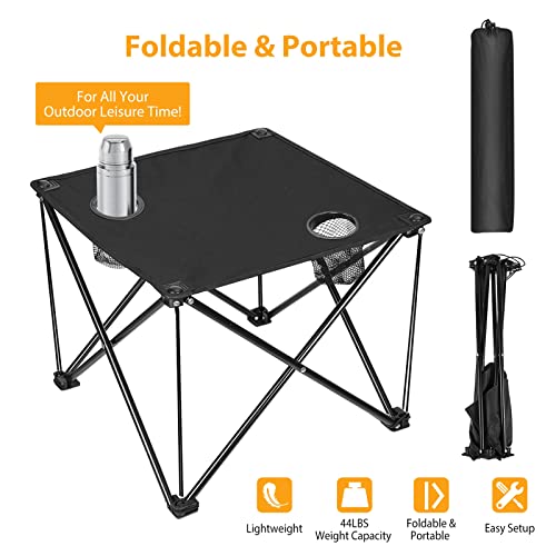 Moclever Foldable Camping Table, Small Ultralight Portable Table with Carry Bag & Cup Holder Perfect for Outdoor, Picnic, BBQ, Cooking, Festival, Beach, Home Use