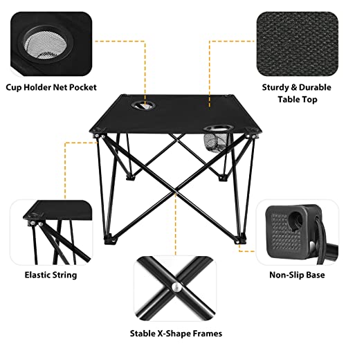 Moclever Foldable Camping Table, Small Ultralight Portable Table with Carry Bag & Cup Holder Perfect for Outdoor, Picnic, BBQ, Cooking, Festival, Beach, Home Use