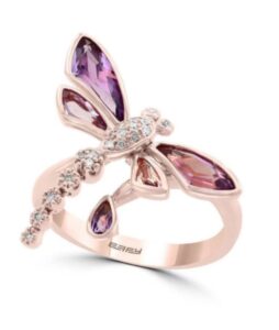 hukqbunx 18k gold creative dragonfly water drop purple zircon insect ring small crystal cubic zircon women's wedding engagement ring size 6-10 (szie 7), gold,silver,purple