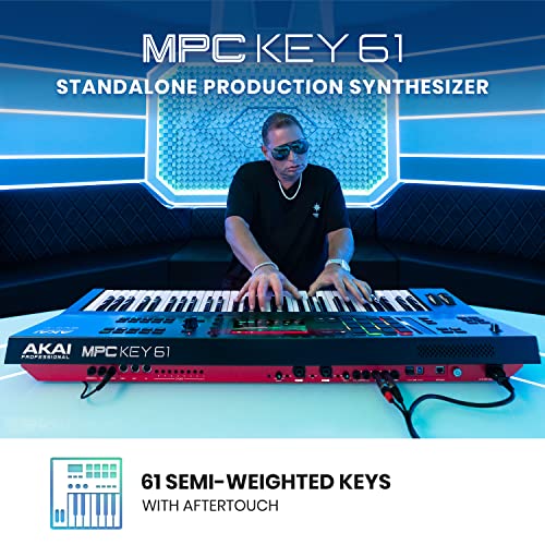 Akai Professional MPC Key 61 - Standalone Music Production Synthesizer Keyboard with Touch Screen, 16 Drum Pads, 20+ Sound Engines, Semi Weighted Keys, black