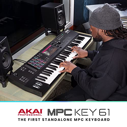 Akai Professional MPC Key 61 - Standalone Music Production Synthesizer Keyboard with Touch Screen, 16 Drum Pads, 20+ Sound Engines, Semi Weighted Keys, black