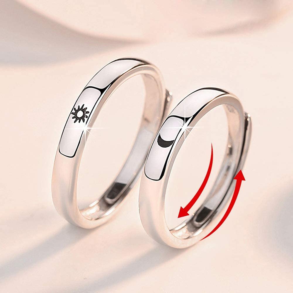 Simple Women Men 1 Pair Finger Rings Set Couple Jewelry Sun Moon Ring Useful and Attractive