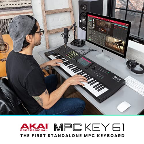 Akai Professional MPC Key 61 - Standalone Music Production Synthesizer Keyboard with Touch Screen, 16 Drum Pads, 20+ Sound Engines, Semi Weighted Keys, black