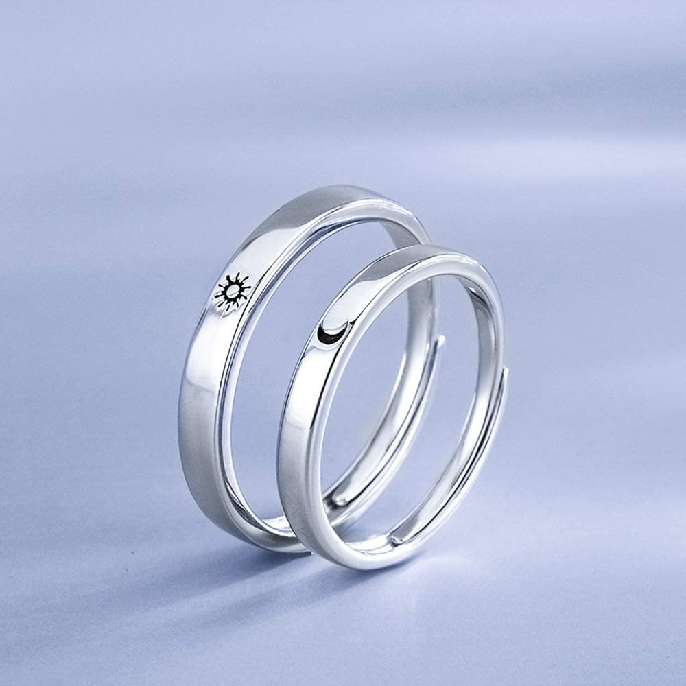 Simple Women Men 1 Pair Finger Rings Set Couple Jewelry Sun Moon Ring Useful and Attractive