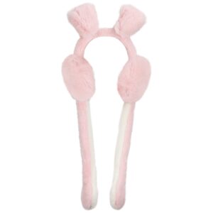 Surblue Foldable Cute Rabbit Moving Earmuffs Winter Warm Outdoor Ear Covers Headband Fur Earwarmer Pink