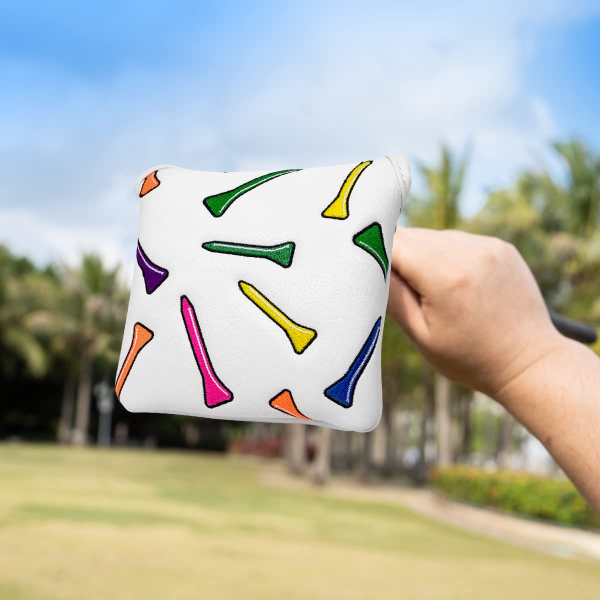 Colorful Tee Golf Mallet Putter Head Cover Magnetic Mallet Club Headcover fits for Taylormade, Scottty Cameron Mallet Putters