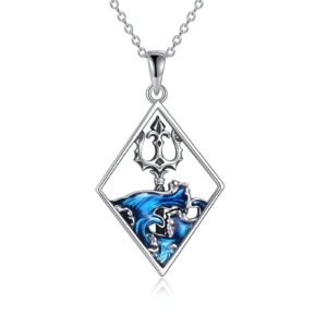 YAFEINI Trident Necklace Gifts for Women 925 Sterling Silver Ancient Greece Amulet Neptune Trident Pendant Necklace Jewelry for Women Teens