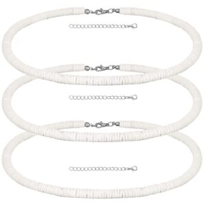 WILLBOND 3 Pcs Puka Shell Necklace Men Women White Surfer Necklace Seashell Necklace Shell Beaded Choker with Extension Chain (18 Inch)