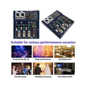 Professional Audio Mixer, STARAUDIO 4-Channel Mixing Console with USB Audio Interface, Stereo Equalizer, 16 DSP Effects, Ideal for Stage, Live Gigs, and Karaoke SPMX4002B