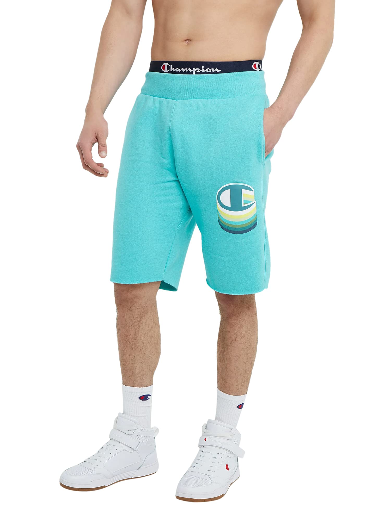 Champion Men's 10 Inch Reverse Weave C Shadow Cut-Off Shorts, Portal Teal (89597-586BOA), XX-Large