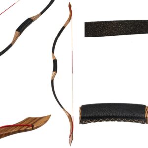 TOPARCHERY Archery 53'' Traditional Recurve Bow with Arm Guard Finger Tabs Set and Shoulder Back Quiver Bundle, 30lbs