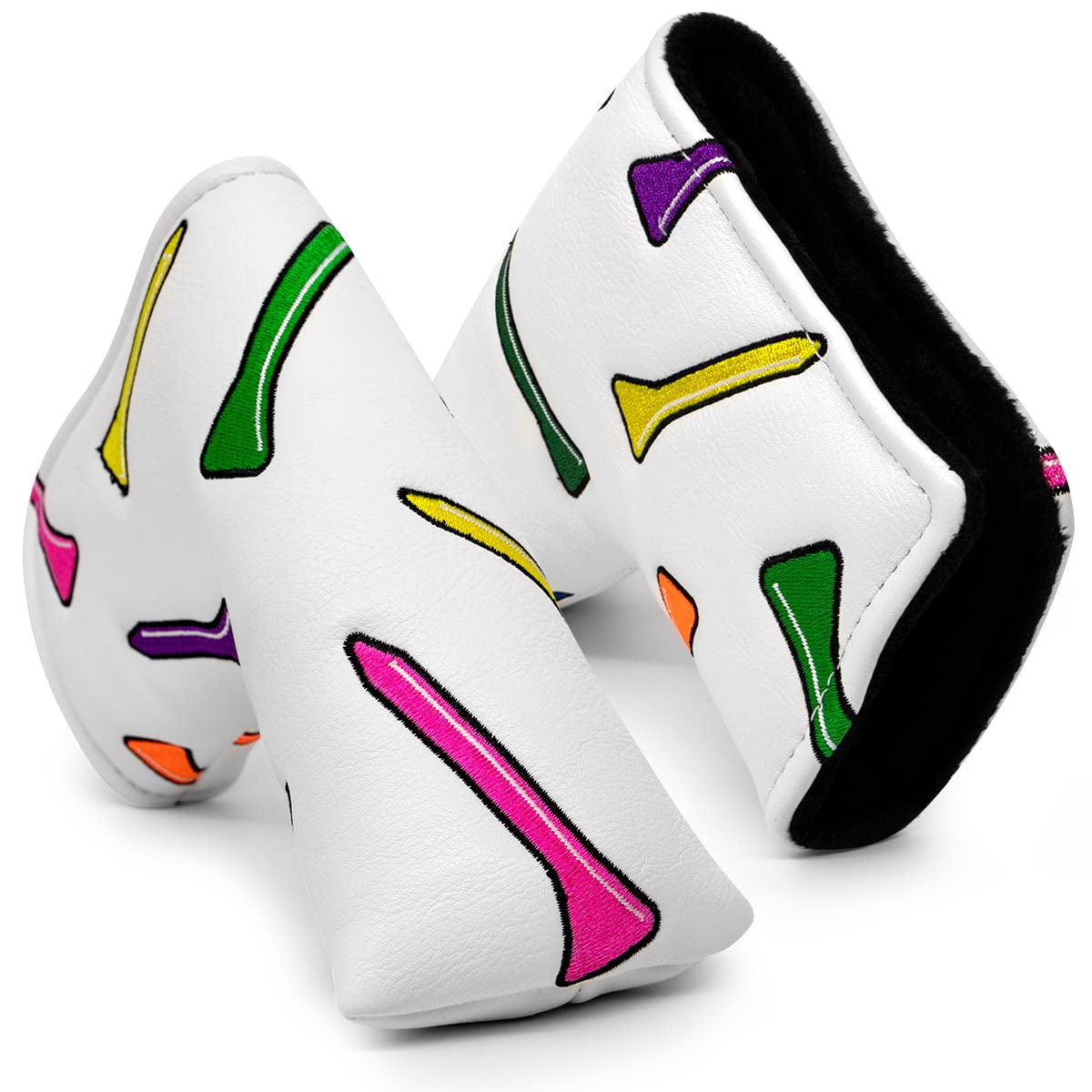 Barudan Golf Putter Cover Blade Putter Club Head Cover Headcover Magnetic Leather Golf Headcover fits for Odyssey, Scotty Cameron - Colorful Tees Emboidery Putter Cover Golf for Men/Women